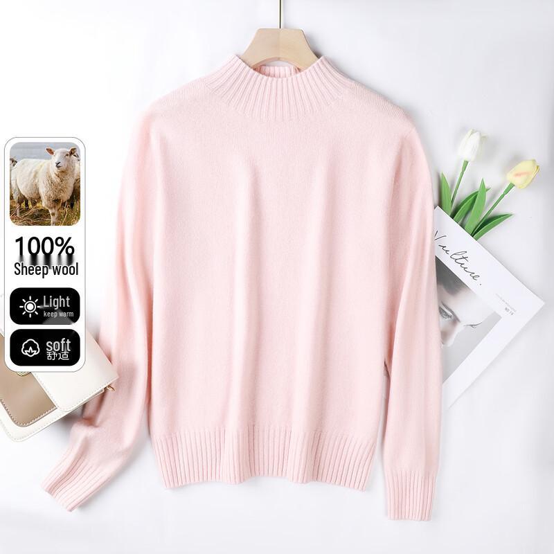 Snowflying Women's Autumn/Winter 100% Merino Wool Half-High Collar Sweater