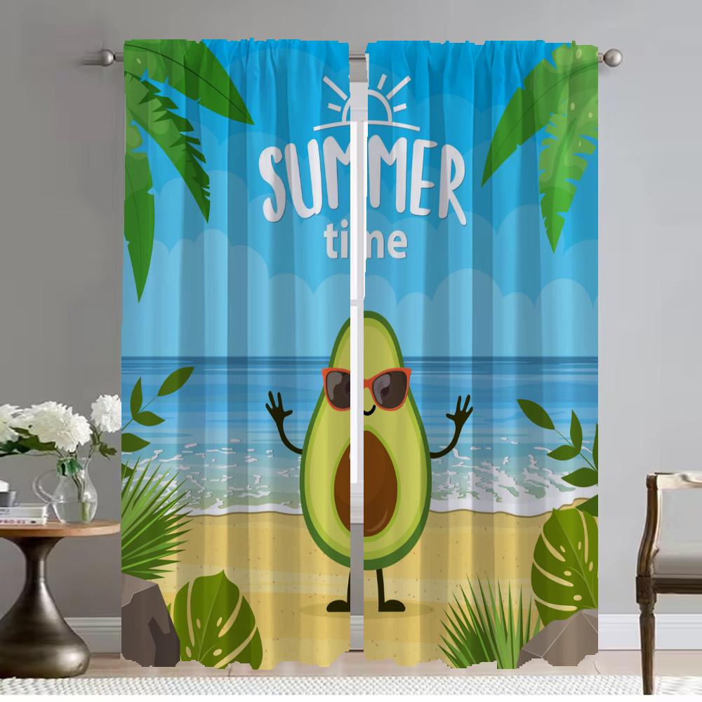 

Авокадо Затемняющие шторы для гостиной Шторы для домашнего интерьера 2 штуки Жалюзи Украшение на Хэллоуин Тюль для спальни W50xH70cmx2pcs-CL