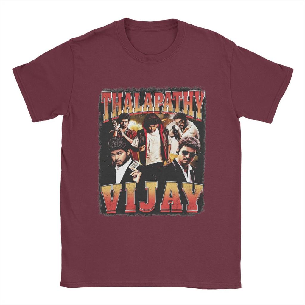 Magliette da uomo Thalapathy Vijay 100% cotone abbigliamento divertente manica corta girocollo maglietta da festa