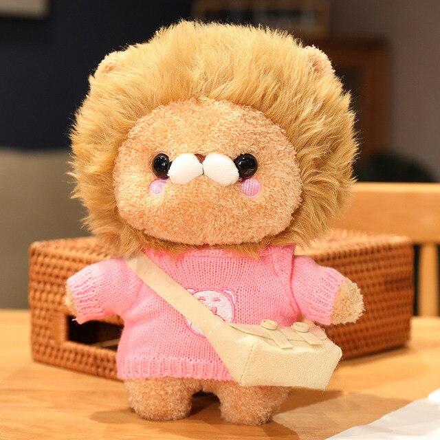 1pc 30cm Kawaii Golden Lion With Clothes Peluche Toys Lovely Lion Wears Sweater Pouchs Stuffed Soft Animal Toy For Children Gifts