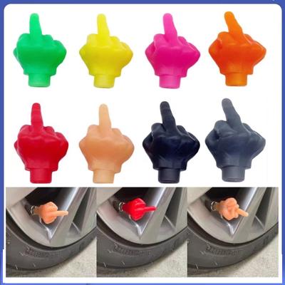 1/4/8PCS Funny Creative Spoof Middle Finger Valve Car Tire Valve Caps Glow-in-the-Dark American Tire Valve Core Caps Auto Parts Valve Stems 1