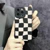 black and white plaid matte black case