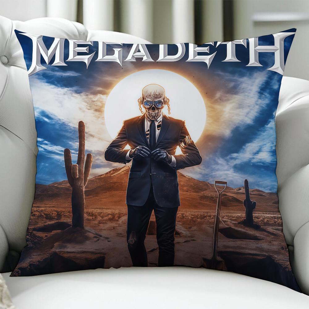 Rock Band M-Megadeth Cushion Cover Birthday Anniversary Gifts Double Sided Printed Zipper Cushion Cover Soft Skin Bedding