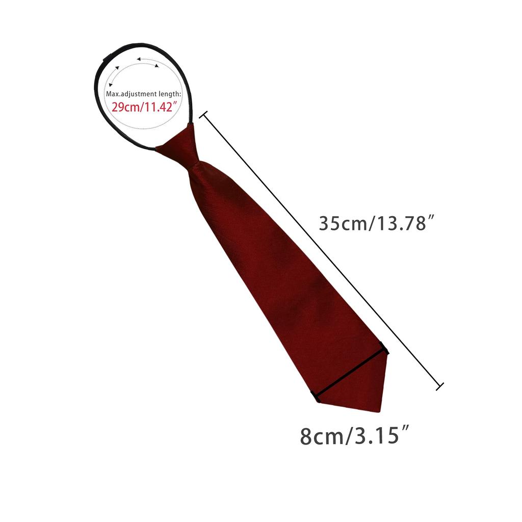 [Allegra K] One-touch tie, 8cm, regular tie, solid color, zipper, adjustable, business, graduation, uniform, men's, wine red, one size