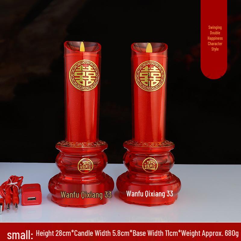 LED Wedding Dragon & Phoenix Smokeless Candle Lights - Red, Battery-Powered with Simulated Flame for Proposals & Ceremonies.