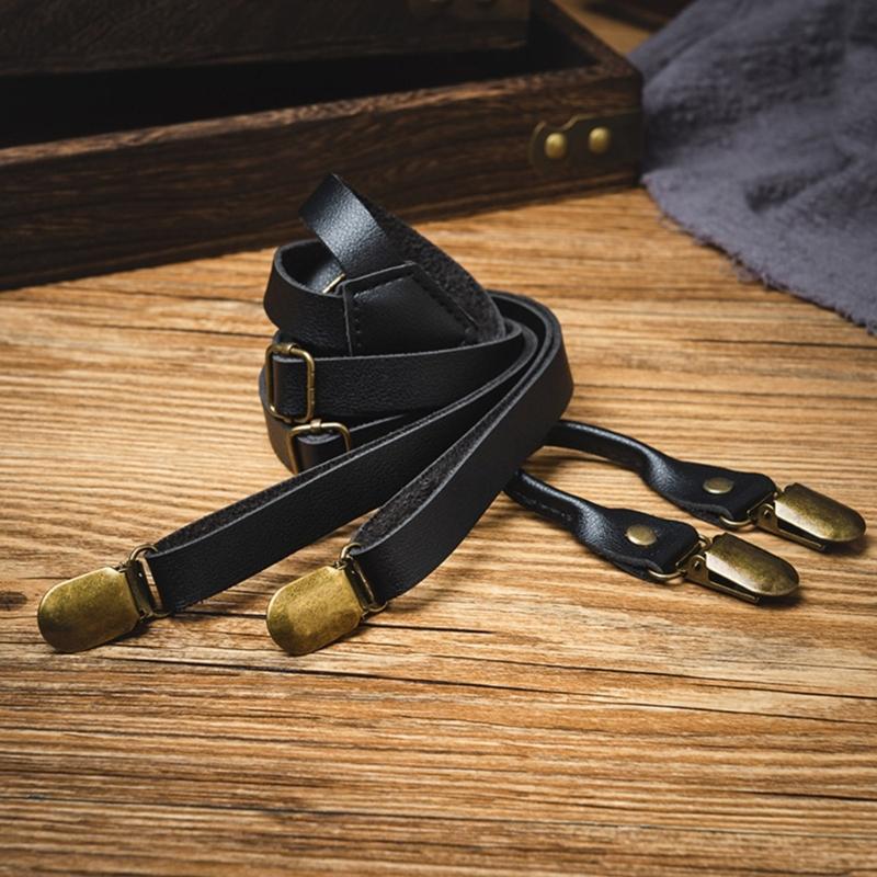 Old Fashion PU Suspenders Belt With 4 Strong Metal Clasp and Y Shape Design For Men Women And Teens Formal Occasion