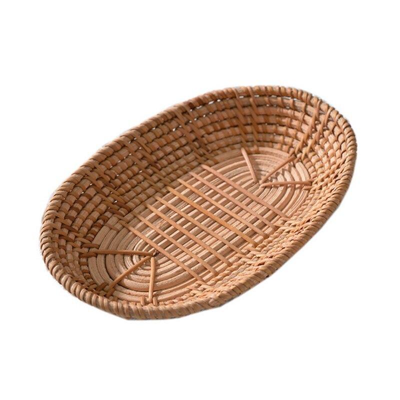 Details about / Vintage Handmade Oval Bread Rattan Woven Basket Made Decorative With Handle