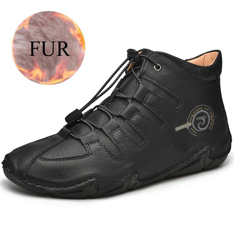 Fashion Winter Comfortable Soft Soled Hiking Boots Men High Top Sneakers Casual Shoes Fashion Casual Shoes Men's Plush Warm Brogue Shoes