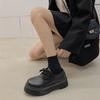Retro British Style Student Black Small Leather Shoes, Summer Fashion Explosion, Thick-soled Heightening Single Shoes