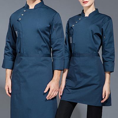 Mannen Vrouwen Effen Kleur Chef Uniform Stand Kraag Single-breasted Pocket Restaurant Uniform Waterdicht Anti-vuile Bakkerij Voedsel chef-kok Tops