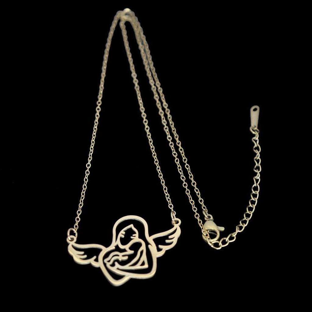 Stainless Steel Mother & Child Pendant Necklace - Fade-Resistant Mother's Day Clavicle Chain