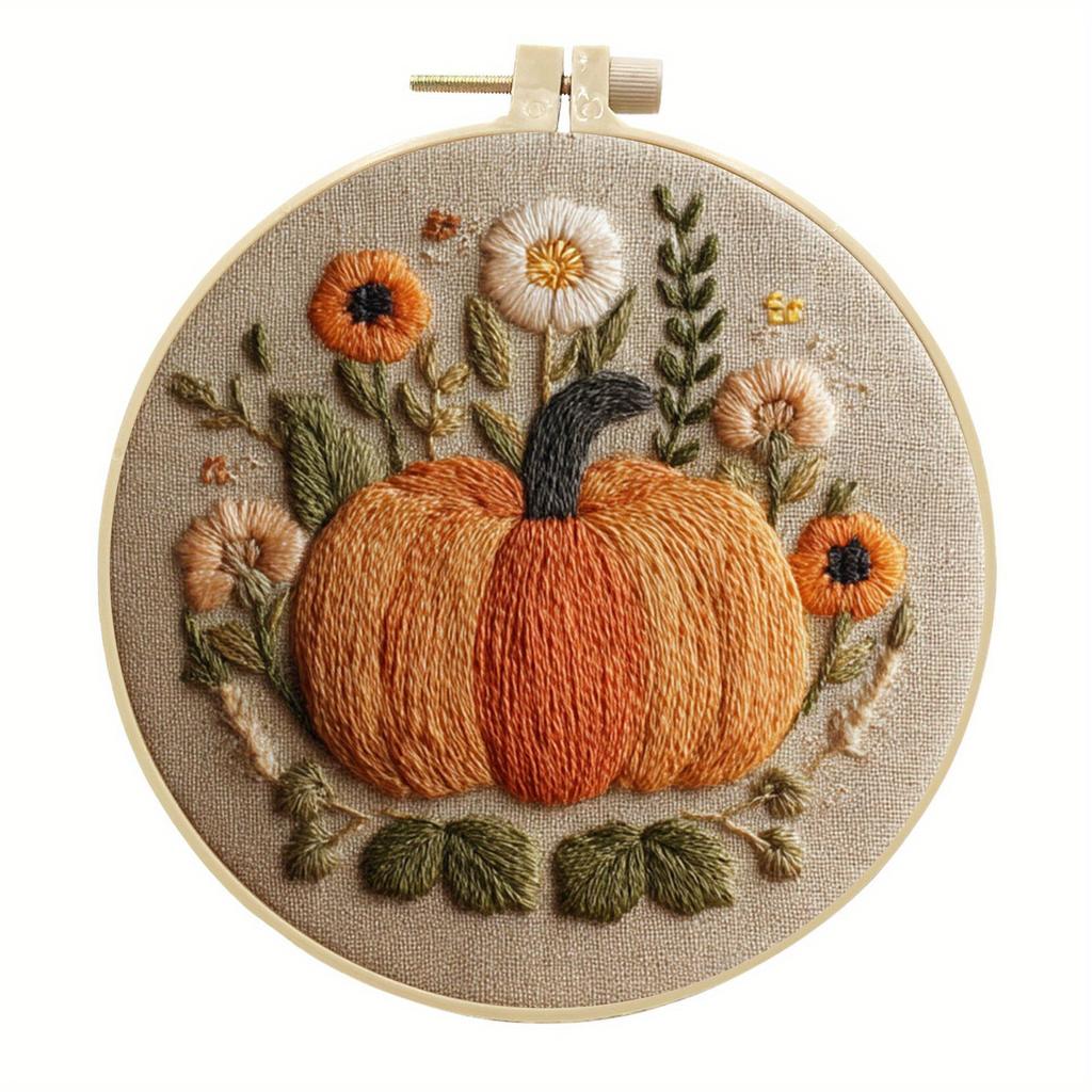 1 buc Kit Materiale Pânză Handmade Broderie DIY Dovleac de Halloween, Potrivit pentru Practica Începătorilor în Broderie