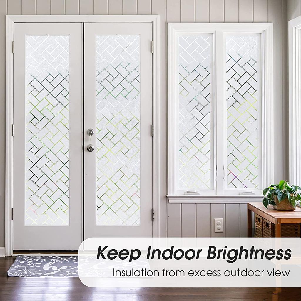 Window Privacy Film Frosted Glass Window Film Sun Blocking Window Film Non-Adhesive Heat Control Removable Window Stickers  Home