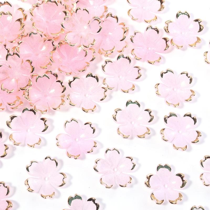 Acrylic Flower Base Featuring Gold Trim for Hair Accessories and Beading Creations In Various Styles