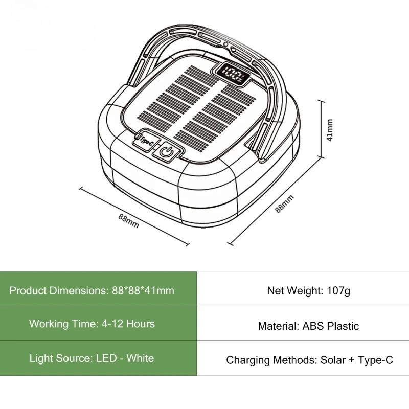 Outdoor Garden Tent Digital Display Solar Camping Light with 5 Modes for Fast Charging and Overcharge Protection, Specifically Designed for Camping