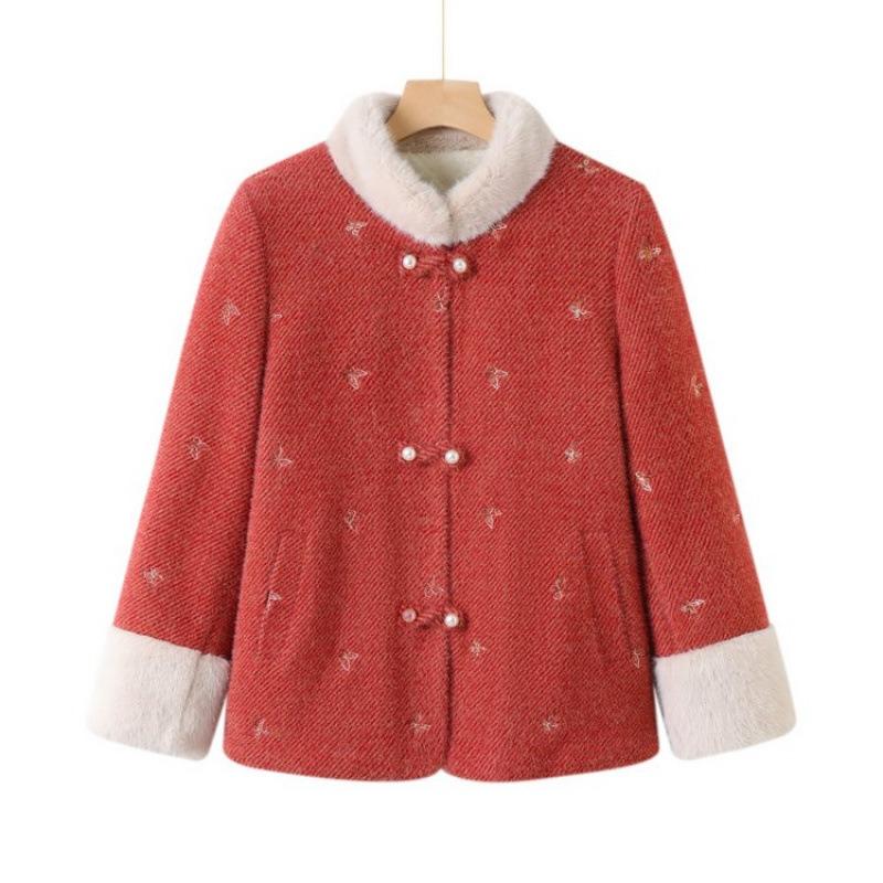 Chinese mink jacket autumn and winter mother winter clothing noble middle and old women's clothing new velvet thickened coat