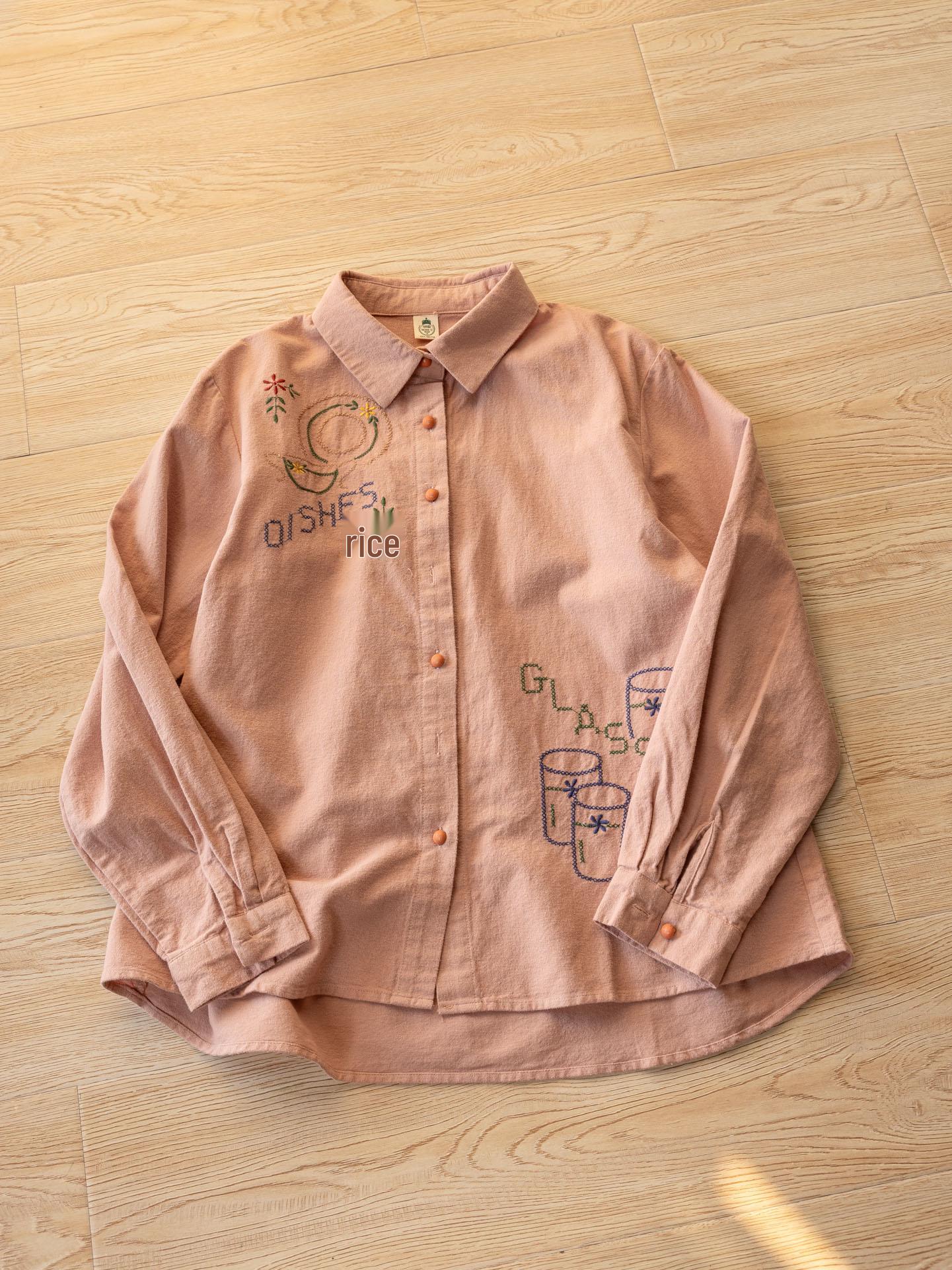 

Japanese Mori Girl Embroidered Long-Sleeve Shirt for Women - New Autumn/Winter 2025 One Size рожевий