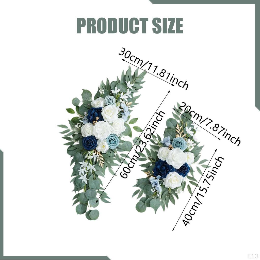 2 Pieces Artificial Flower Swag Floral Backdrop Rustic Hanging Handmade Silk Flowers Wedding Arch