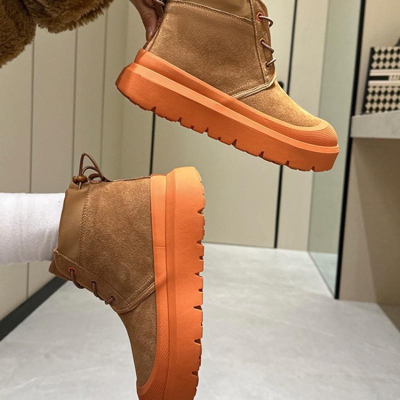 Wang Yi Bonum Snow Boots Women's Winter New Casual Platform Martin Boots Fleece Thickened Cotton Shoes