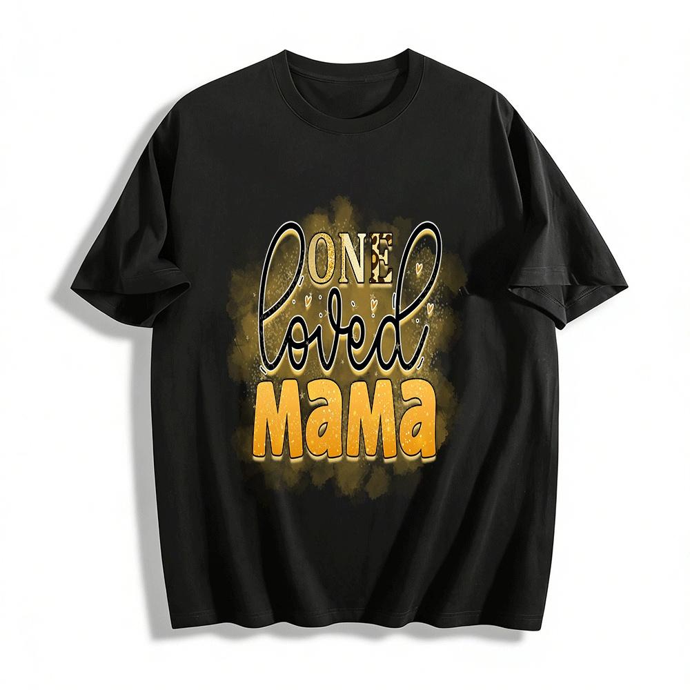 One Loved Mama Leopard Print Casual Tee For Warm Hearted Moms Pure cotton T-shirt XXS