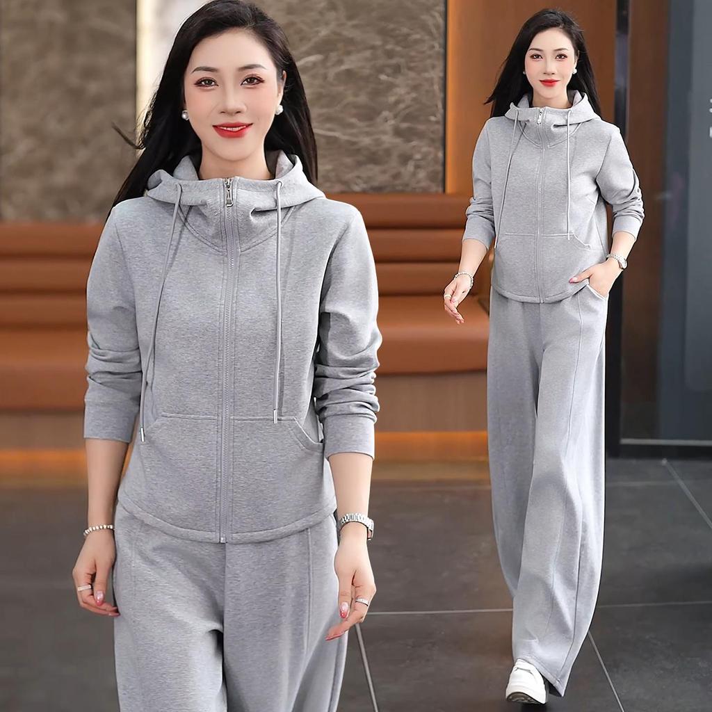 Women's Sporty Elegant Solid Color Hoodie Set - Spring/Autumn 2026 Collection