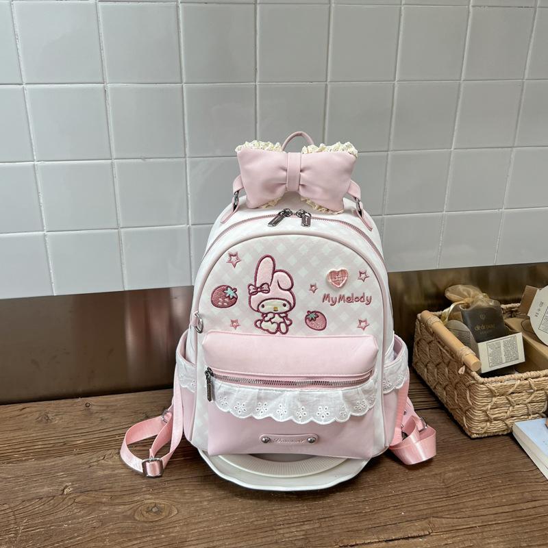 Schoolbag Cute Melody Lace Bow Backpack Girl Cute Student Casual Commuter Soft Girl Cartoon Backpack