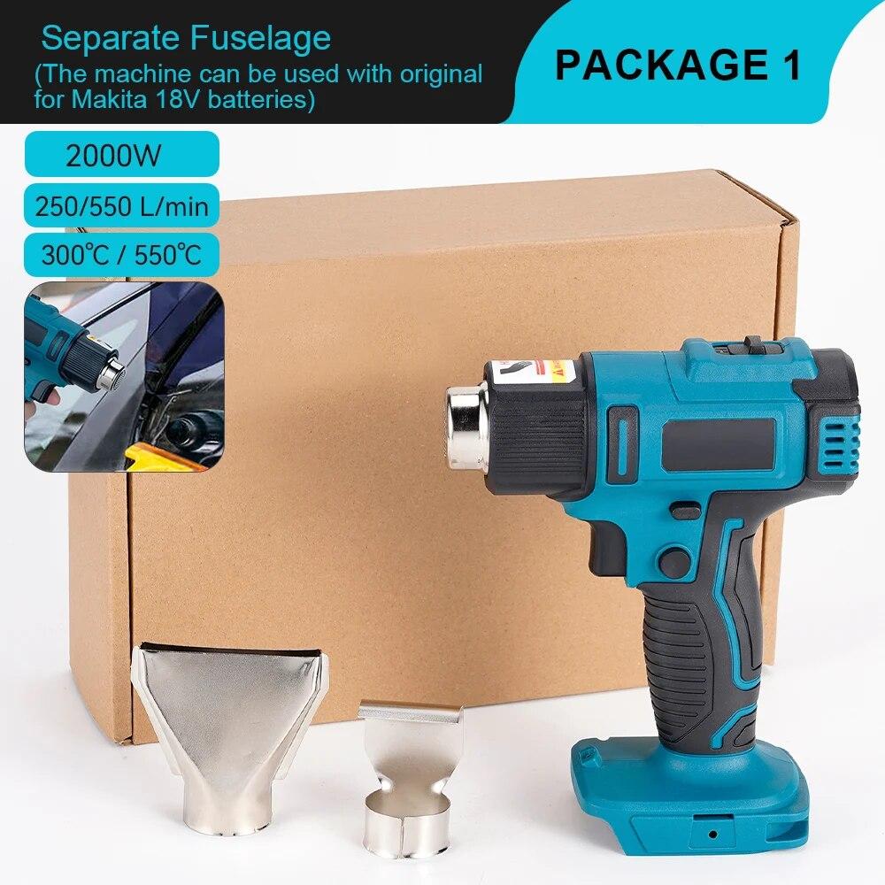 

2000 Вт Электрический термофен Горячий Аккумуляторный Ручной Фен Горячего Воздуха с Инструментом для Автомобильной Пленки Промышленный Бытовой Фен для Волос Для Аккумулятора Makita 18 В