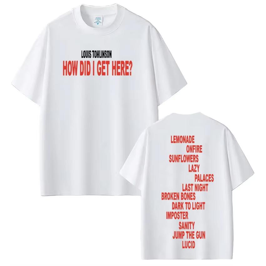 2026 Singer Louis Tomlinson How Did I Get Here Tour Print T-Shirt Herren Damen Harajuku Rundhals T-Shirt Lässig reine Baumwolle T-Shirts