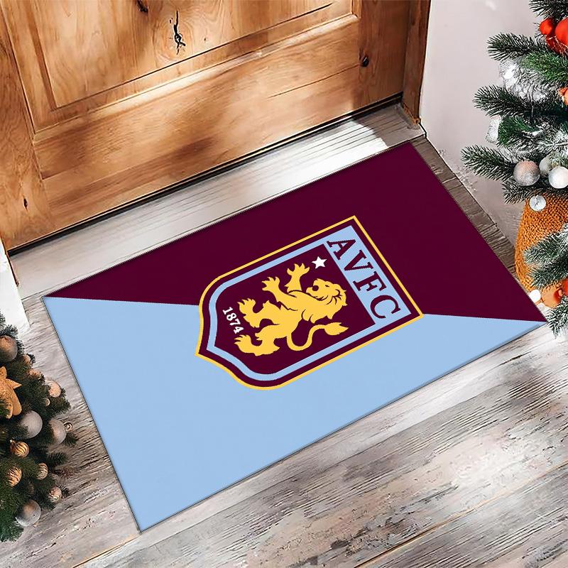 Tappeto in Velluto di Cristallo con Stampa Calcio Aston Villa, Comodo Assorbente d'Acqua Antiscivolo Tappeto per Pavimenti Interni