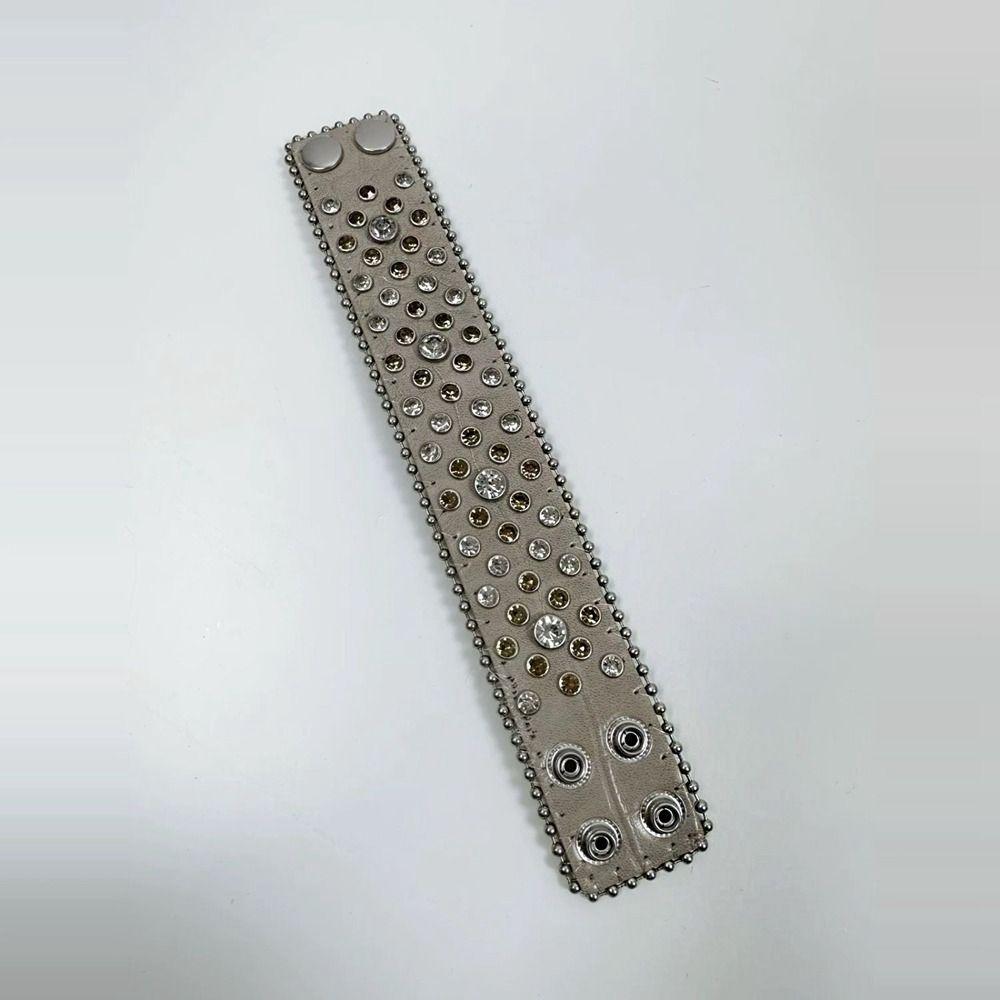 Zinc Zinc Alloy Pu Leather Bracelet Adjustable Hip-Hop Bangle Jewelry Rhinestone Bracelet  Party