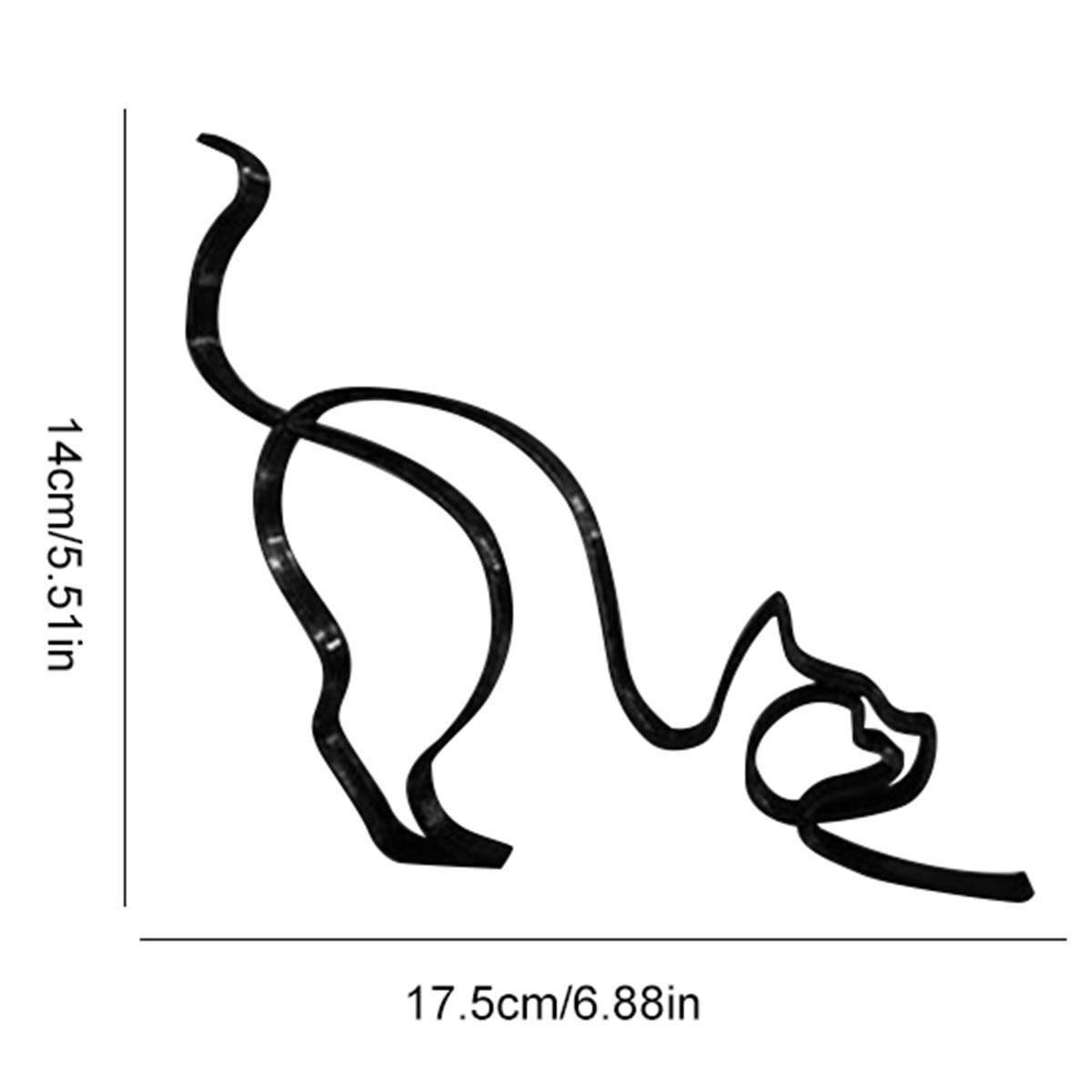 

Кот Мини Художественная Скульптура Абстрактная Металлическая Линия Мини Художественная Скульптура Современная Геометрическая Кошка Рисунок Линией Художественная Статуэтка Украшения Декор Стола