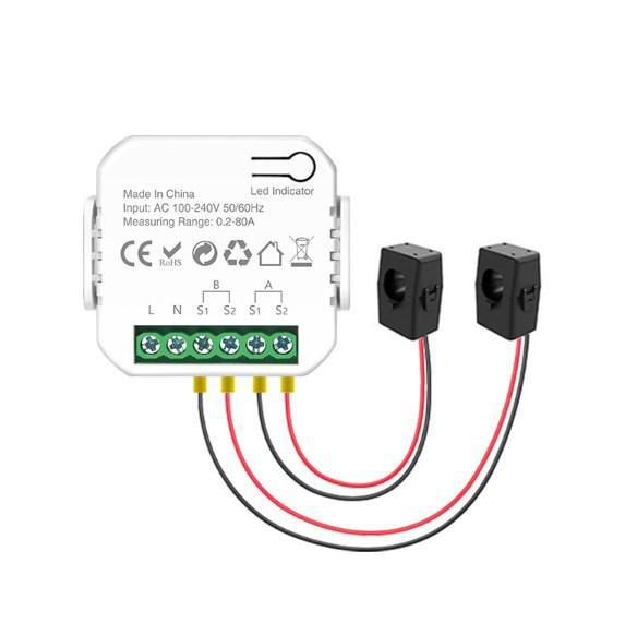 

Tuya WiFi Smart Bidirectional Meter with CT Transformer, 1/2 Channel, AC 110/240V 2 channel