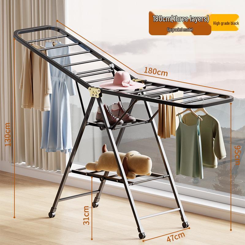 Foldable Wing-Shaped Clothes Drying Rack for Indoor/Outdoor Use