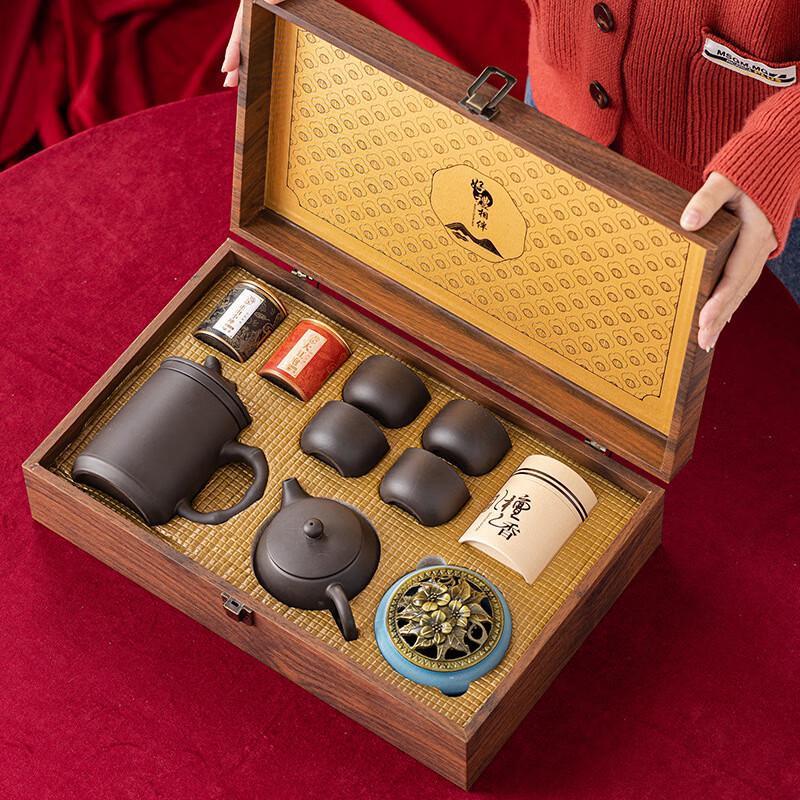 Zisha Purple Clay Tea Set Gift with Incense Burner