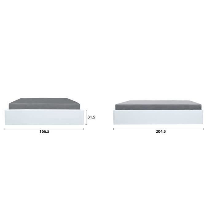 ECLIPSE Adult Storage Bed 160 X 200 Cm - White Imitation Leather - Bed Base Included