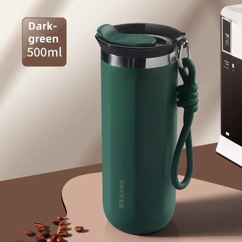 JUSTINLAU Business Thermal Mug Insulated Water Cup Stainless Steel Portable Cold Coffee Cup Gift Cup Leakproof Travle Drinkware