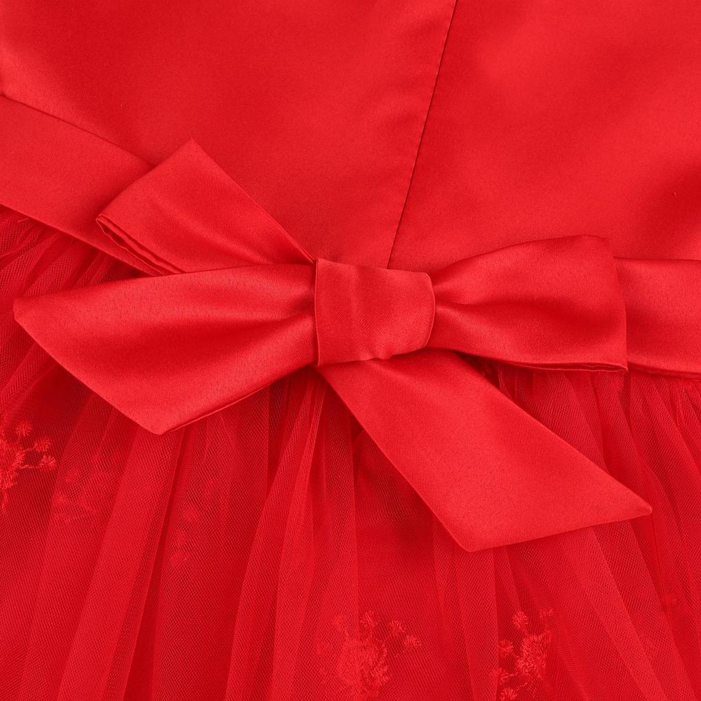 Abito Formale da Matrimonio e Festa per Bambina con Fiocco di Paillettes per Esibizione del 1 Giugno