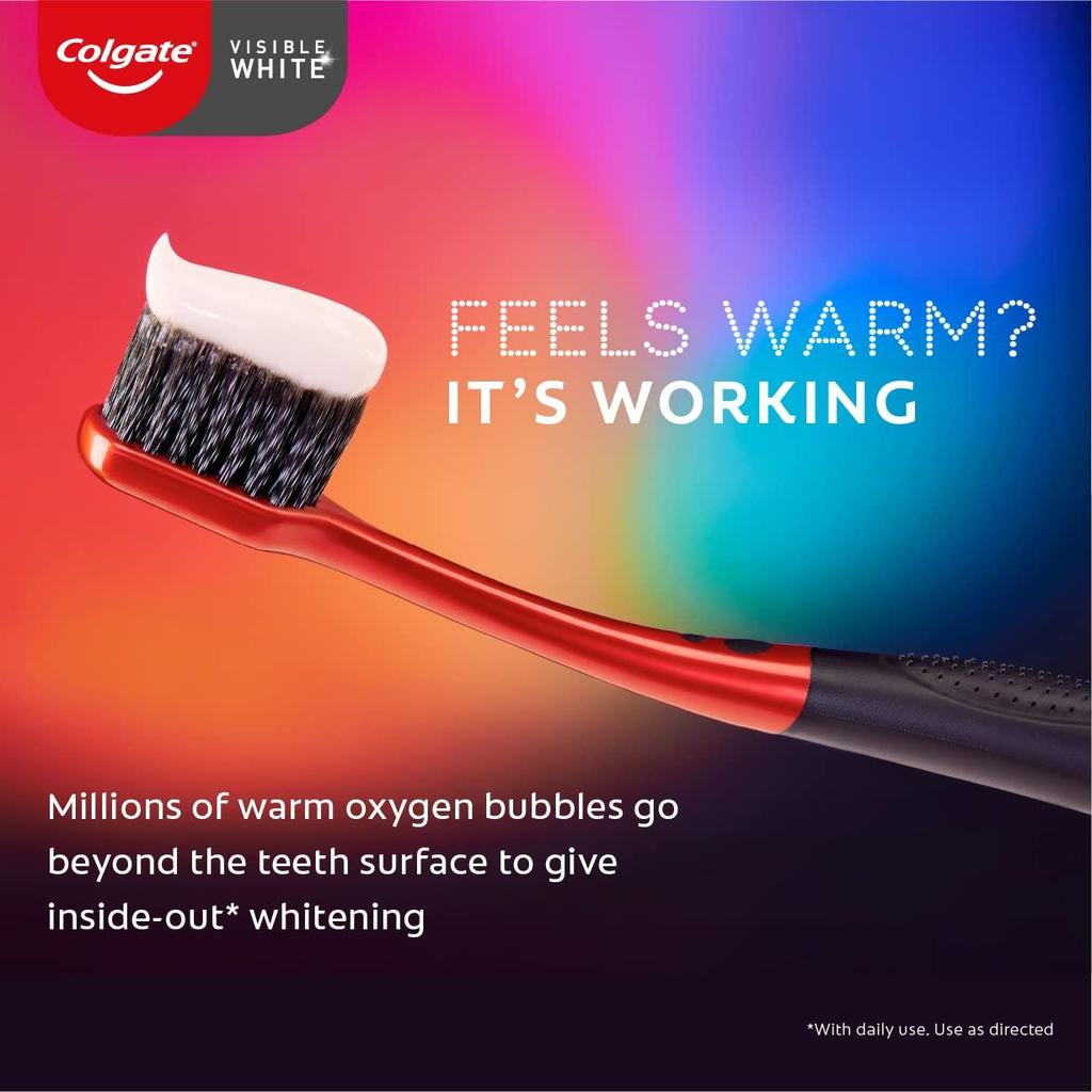 Colgate Visible White O2 Teeth Whitening Toothpaste - Aromatic Mint 50g & Colgate Visible White O2 Toothbrush Ultra Soft - 2pcs