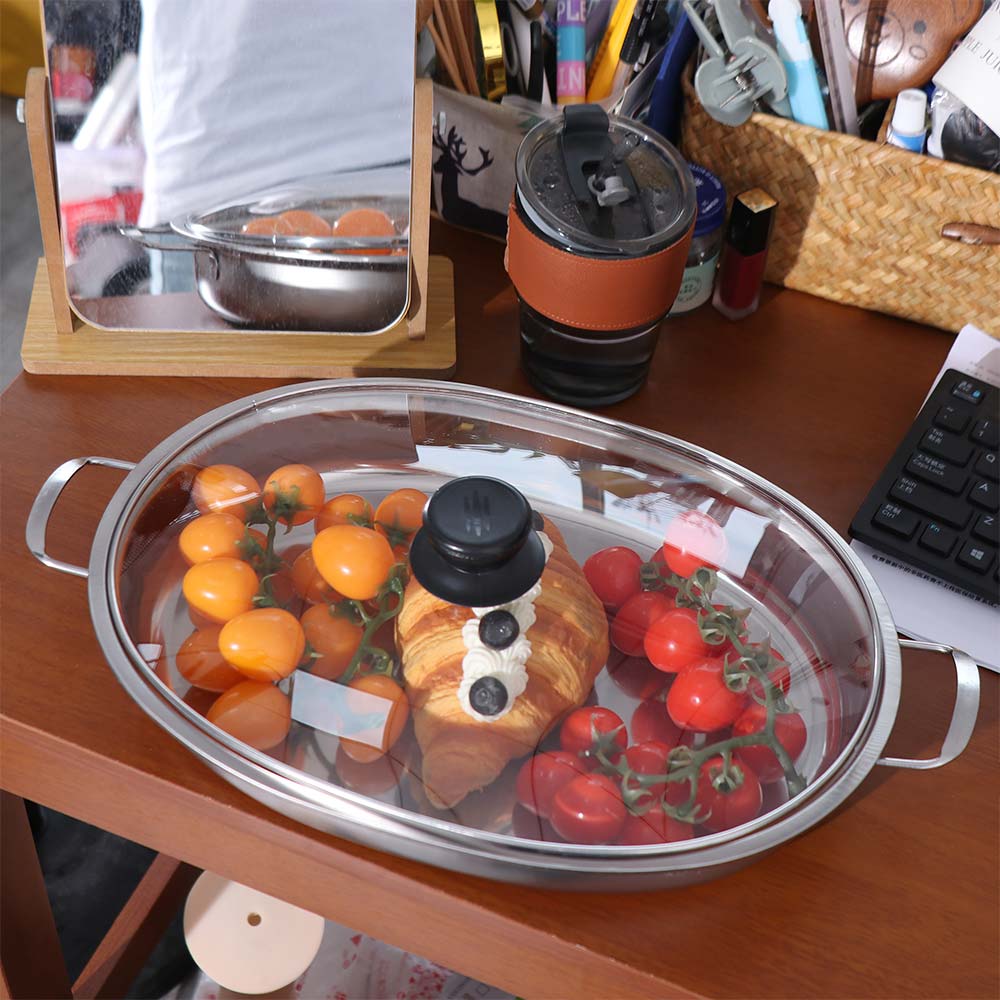 Stainless Steel Barbecue Grill Pan Deepened Fish Steamer Multipurpose Hot Pot  Commercial