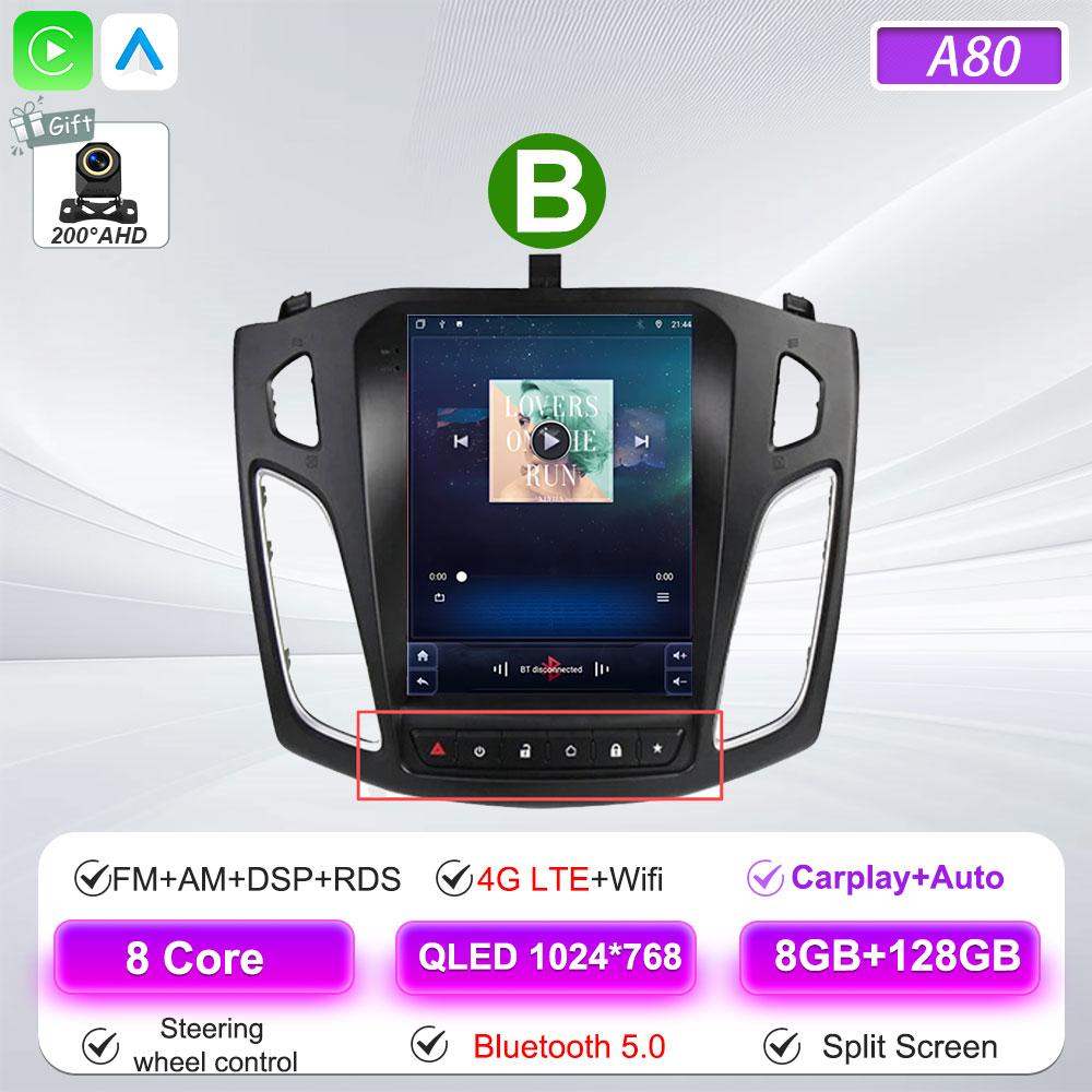 Android 16 Car Radio For Ford Focus 3 Mk 3 2011 2012 2013 2014- 2019 For Tesla Style Carplay Stereo Head Unit GPS 4G Wifi DSP BT