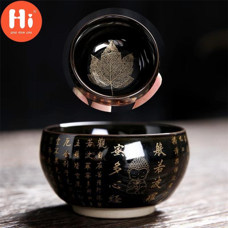 Hi Keramické srdce Sutra šálek na čaj Porcelain Leaf Master šálek na čaj Zen Buddha Kancelářský hrnek na vodu Domácí dekorace Nádobí na pití