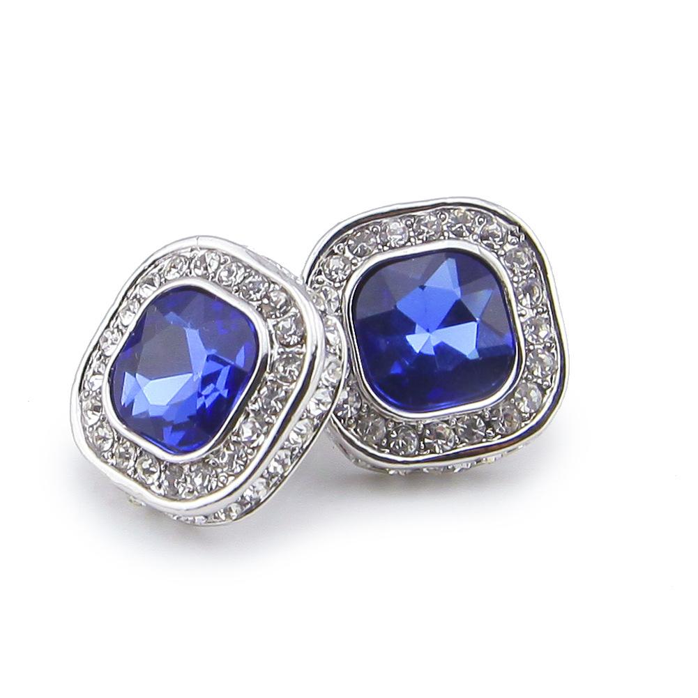 Orecchini a bottone stile gemma Hiphop da uomo nuovi Bling Ice Blue Ruby Vendita calda Accessori per orecchini Hip Hop