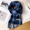 Wool plaid scarf British classic unisex couple winter warm scarf