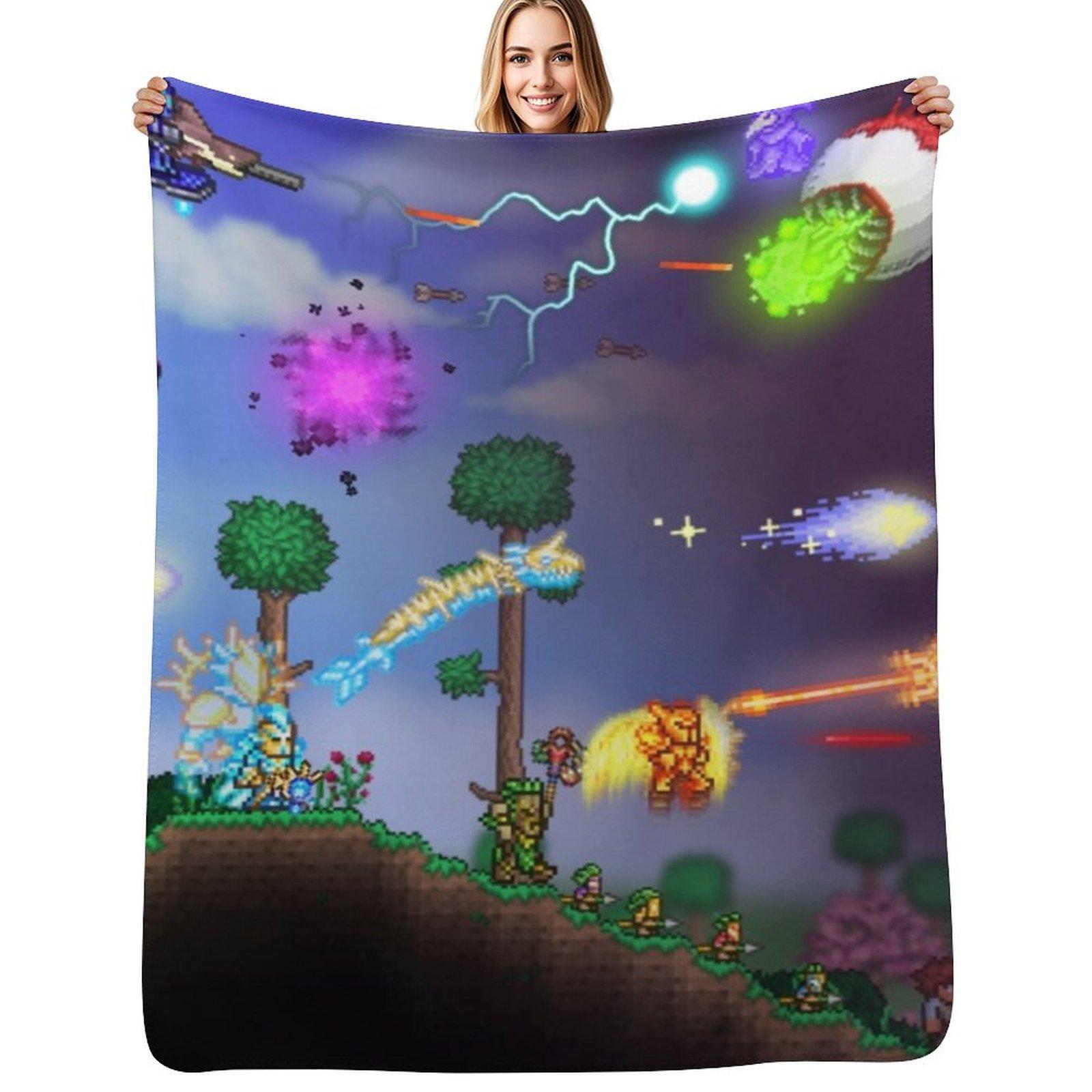 

Terraria Game Artwork Throw Blanket Plush Fuzzy Cozy Blanket for Couch Sofa 75x100cm