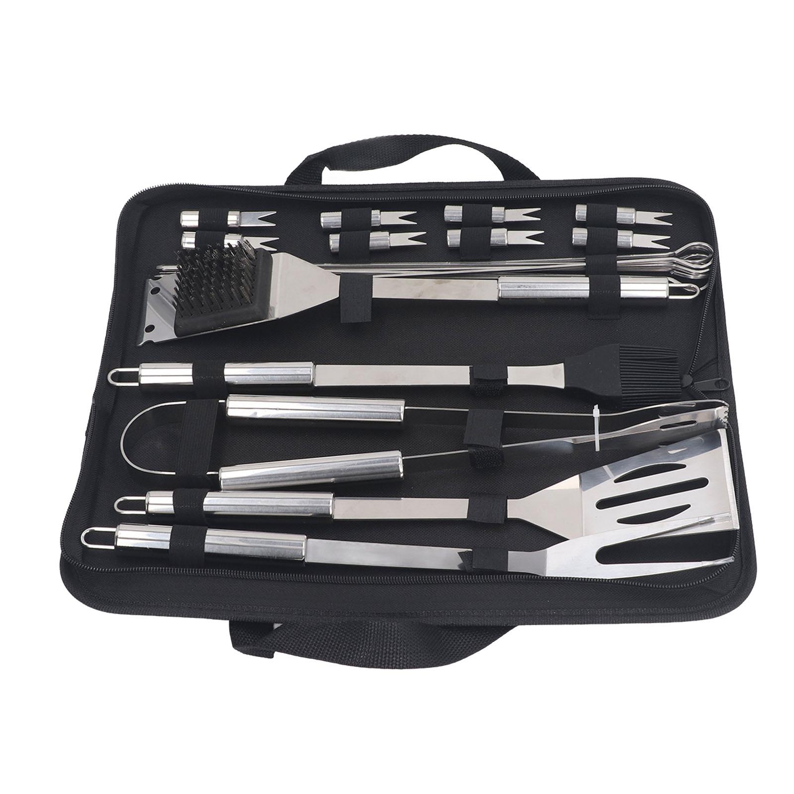 

Набор инструментов для барбекю 20 шт. из нержавеющей стали, лопатка, вилка, щипцы, щетка, принадлежности для гриля с сумкой для хранения для