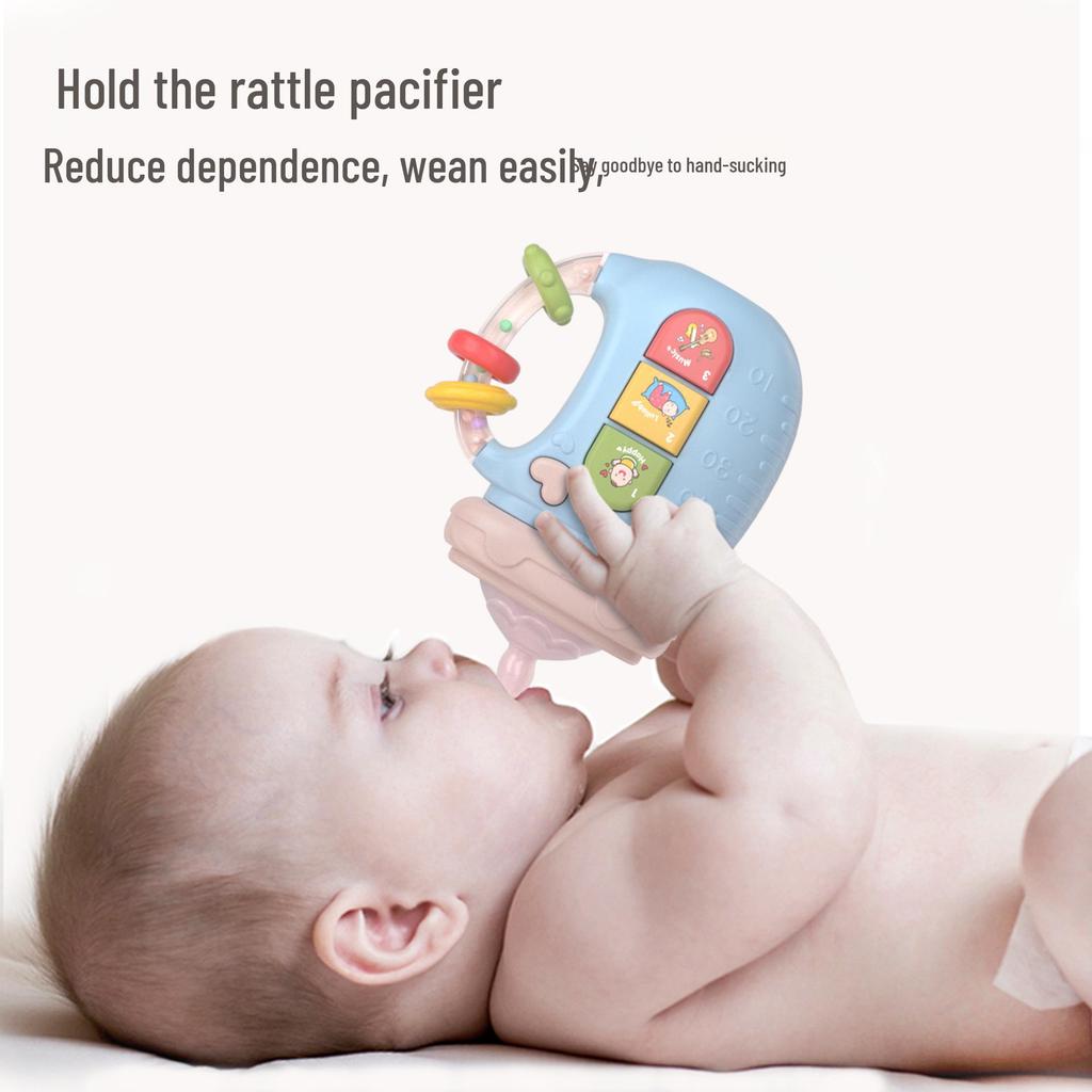 Newborn Electric Pacifier Rattle with Light Music and Bilingual Early Education Features