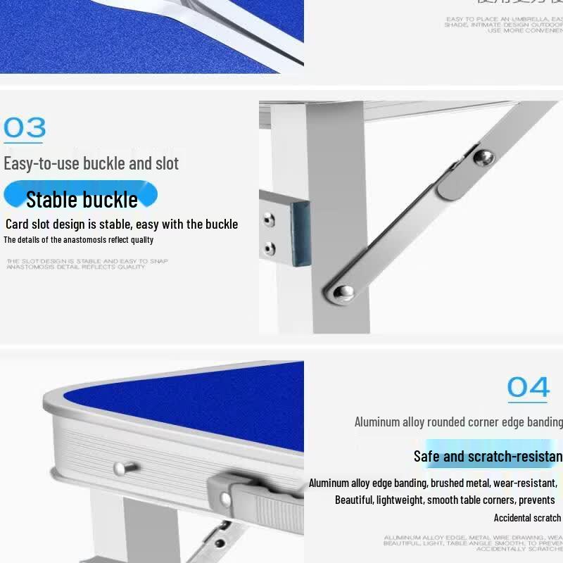 Jundingying 1.2m Folding Aluminum Table Set with 2 Stools