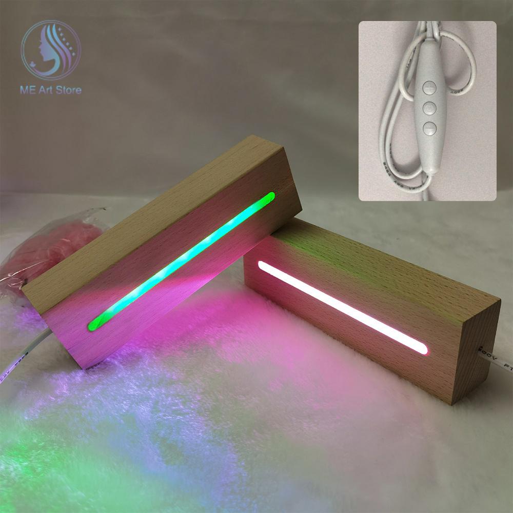 Rectangle Wood Light Base Wooden LED Light Display Stand Lamp Holder Lamp Base Art Ornament Display Base LED Lamp For Resin
