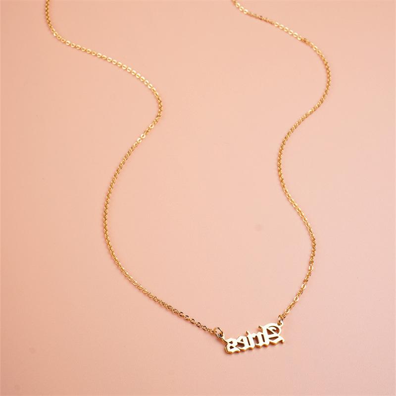 Fashion Temperament Stainless Steel English Letter Pendant Necklace Collarbone Chain