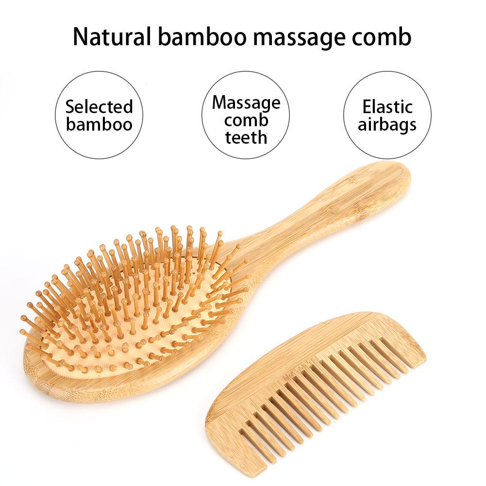 Comb Set Anti Static Head Scalp Massage Bamboo Hairdressing Comb Set 2pcs Massage Comb Set